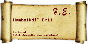 Hambalkó Emil névjegykártya