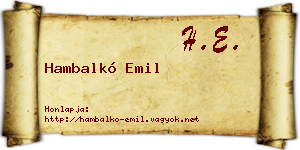 Hambalkó Emil névjegykártya